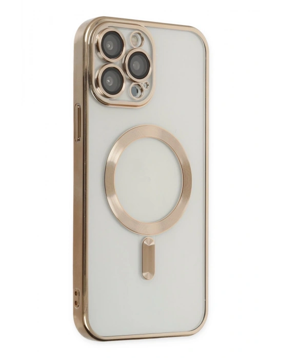 Newface iPhone 13 Pro Kılıf Kross Magneticsafe Kapak - Gold