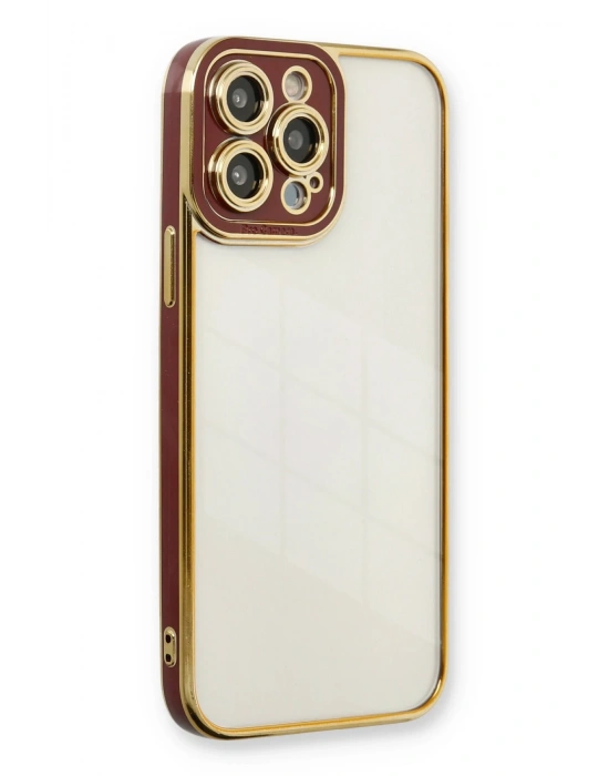 Newface iPhone 13 Pro Kılıf Liva Lens Silikon - Bordo