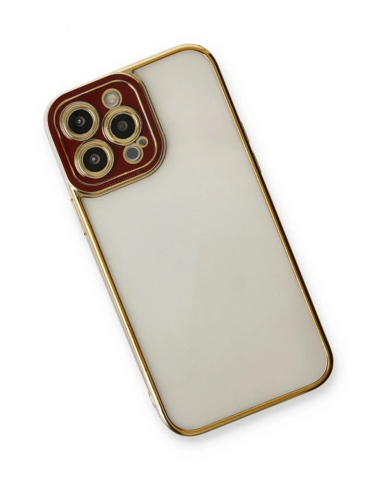 Newface iPhone 13 Pro Kılıf Liva Lens Silikon - Bordo