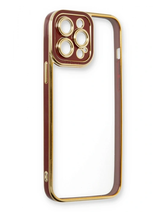 Newface iPhone 13 Pro Kılıf Liva Lens Silikon - Bordo