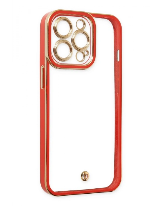 Newface iPhone 13 Pro Kılıf Liva Lens Silikon - Kırmızı