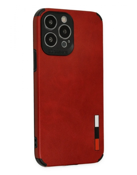Newface iPhone 13 Pro Kılıf Loop Deri Silikon - Kırmızı