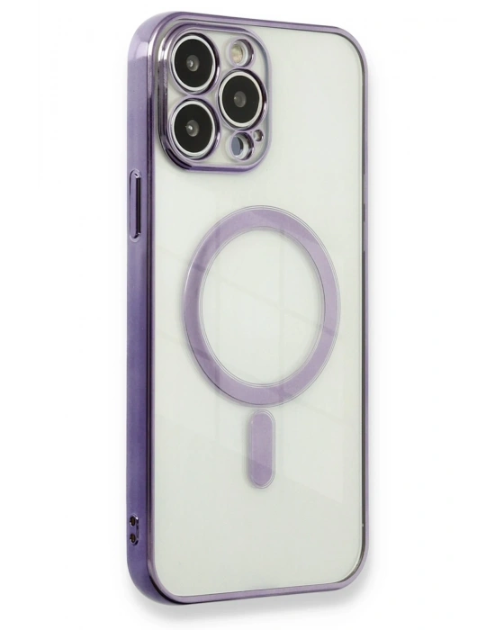 Newface iPhone 13 Pro Kılıf Magneticsafe Lazer Silikon - Mor