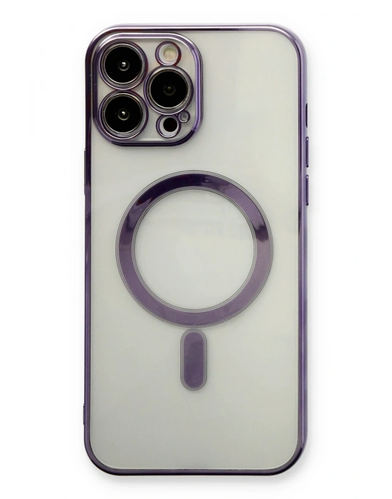 Newface iPhone 13 Pro Kılıf Magneticsafe Lazer Silikon - Mor