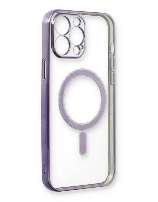 Newface iPhone 13 Pro Kılıf Magneticsafe Lazer Silikon - Mor