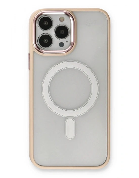 Newface iPhone 13 Pro Kılıf Room Magneticsafe Silikon - Pudra