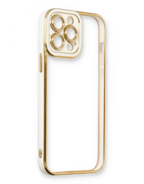 Newface iPhone 13 Pro Max Kılıf Liva Lens Silikon - Beyaz