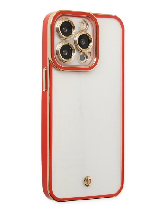 Newface iPhone 13 Pro Max Kılıf Liva Lens Silikon - Kırmızı