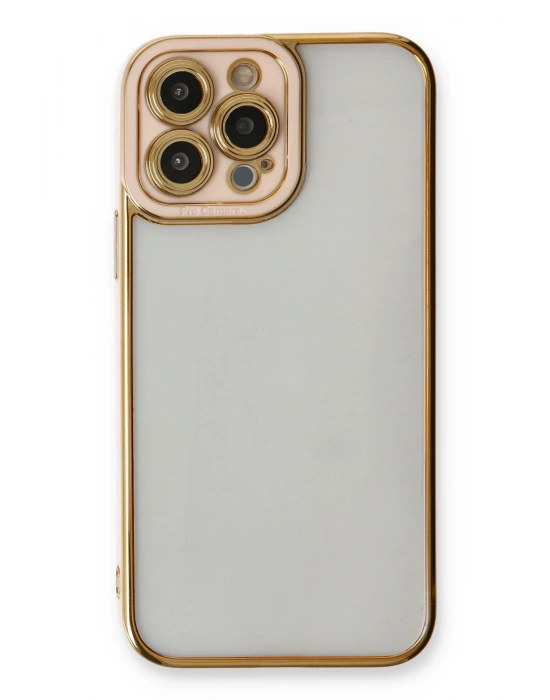 Newface iPhone 13 Pro Max Kılıf Liva Lens Silikon - Pudra