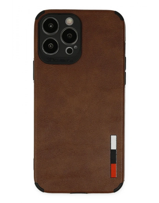 Newface iPhone 13 Pro Max Kılıf Loop Deri Silikon - Kahverengi