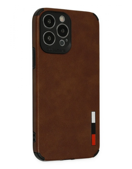 Newface iPhone 13 Pro Max Kılıf Loop Deri Silikon - Kahverengi