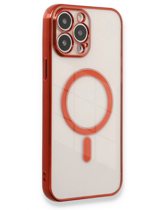 Newface iPhone 13 Pro Max Kılıf Magneticsafe Lazer Silikon - Kırmızı