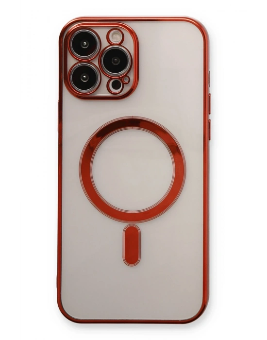 Newface iPhone 13 Pro Max Kılıf Magneticsafe Lazer Silikon - Kırmızı