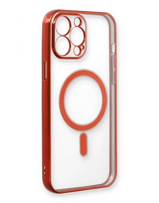 Newface iPhone 13 Pro Max Kılıf Magneticsafe Lazer Silikon - Kırmızı