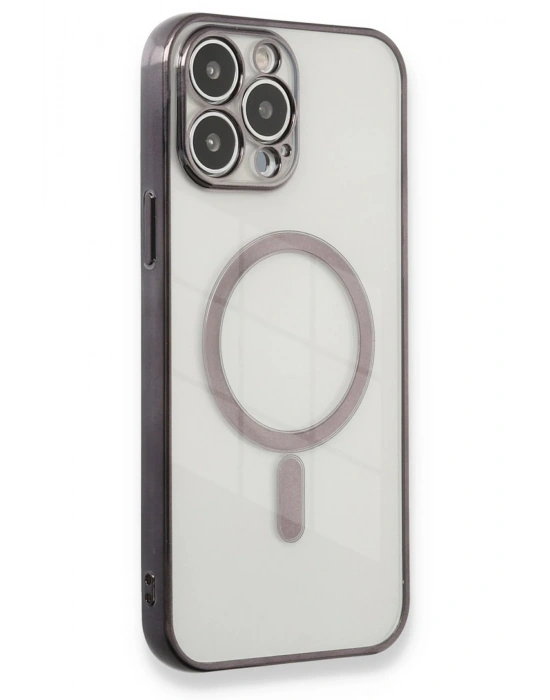 Newface iPhone 13 Pro Max Kılıf Magneticsafe Lazer Silikon - Siyah