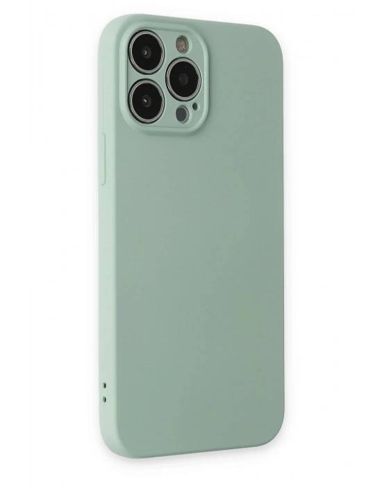 Newface iPhone 13 Pro Max Kılıf Nano içi Kadife Silikon - Su Yeşili