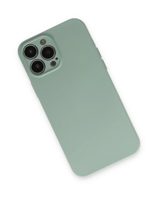 Newface iPhone 13 Pro Max Kılıf Nano içi Kadife Silikon - Su Yeşili