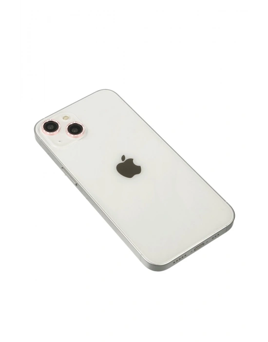 Newface iPhone 14 Diamond Kamera Lens - Pembe