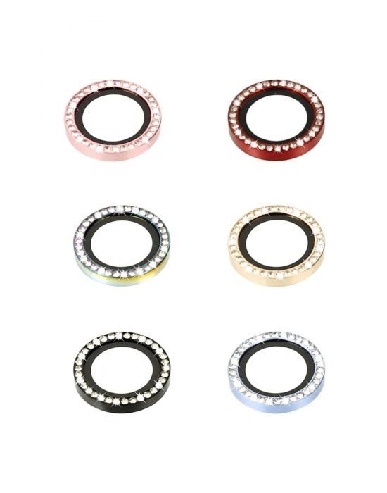 Newface iPhone 14 Diamond Kamera Lens - Pembe