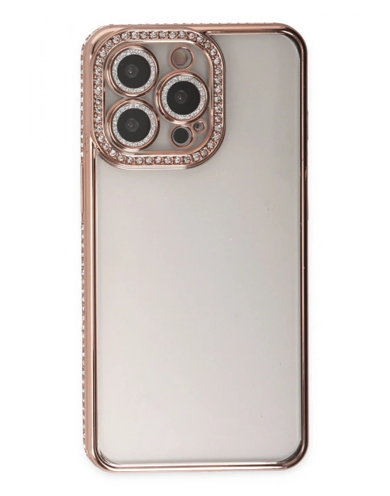 Newface iPhone 14 Pro Kılıf Joke Taşlı Silikon - Pembe