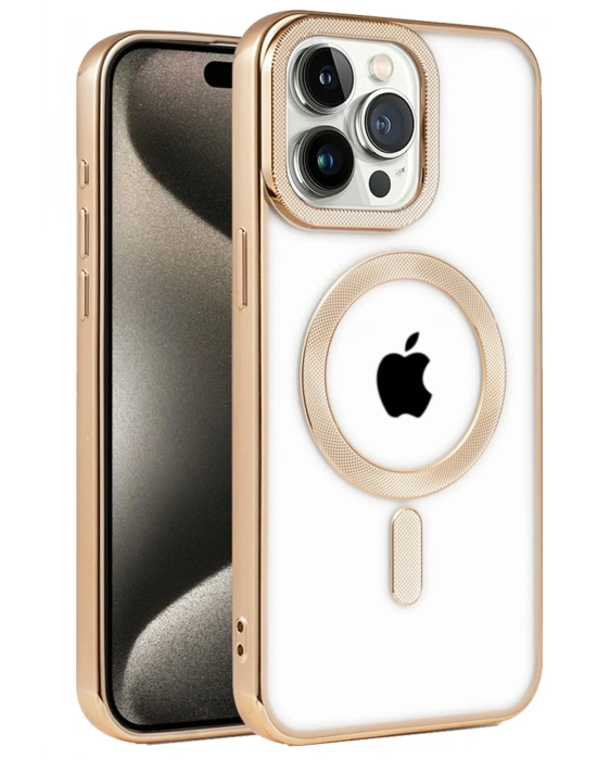 Newface iPhone 14 Pro Kılıf Kronos Magsafe Kapak - Gold