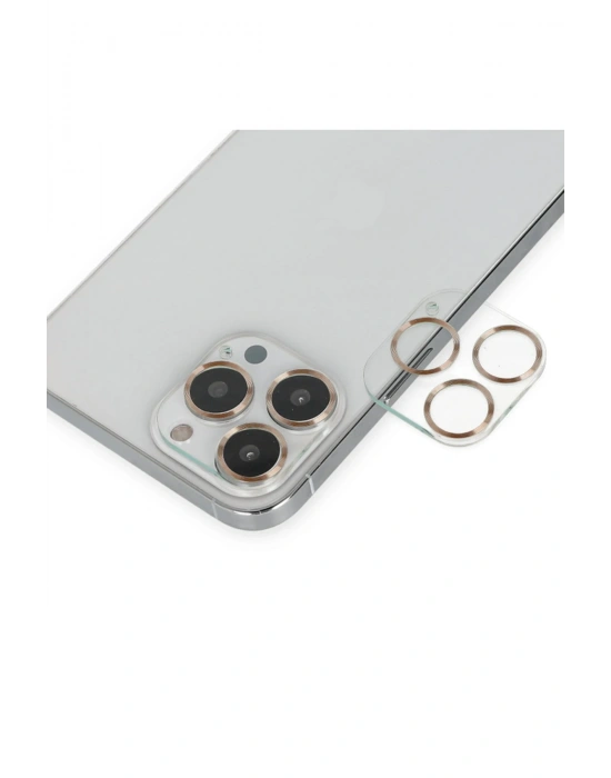 Newface iPhone 14 Pro Max Band Metal Kamera Lens - Gold