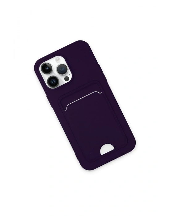 Newface iPhone 14 Pro Max Kılıf Kelvin Kartvizitli Silikon - Derin Mor