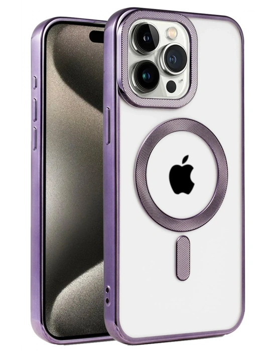 Newface iPhone 14 Pro Max Kılıf Kronos Magsafe Kapak - Derin Mor