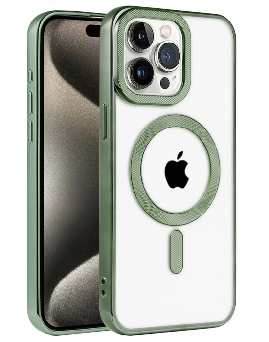 Newface iPhone 14 Pro Max Kılıf Kronos Magsafe Kapak - Koyu Yeşil