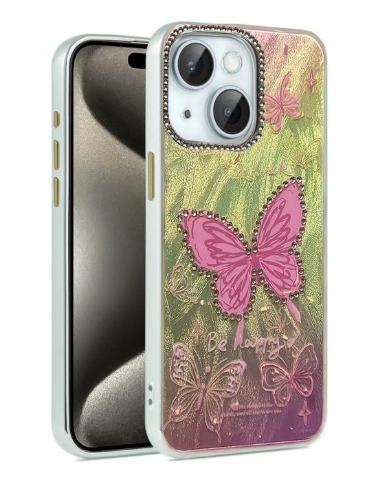 Newface iPhone 15 Kılıf Blade Aynalı Desenli Kapak - Desen 5