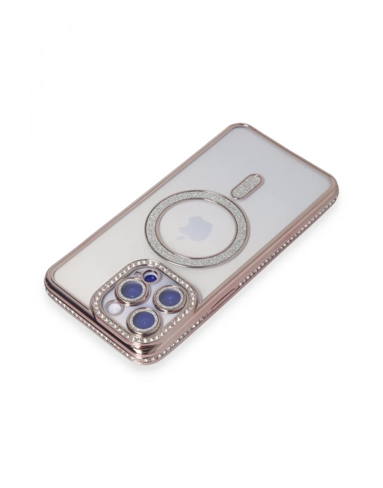 Newface iPhone 15 Pro Kılıf Joke Simli Magneticsafe Kılıf - Pembe