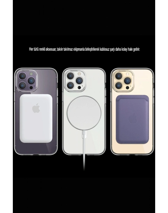 Newface iPhone 15 Pro Kılıf Tron Şeffaf Magsafe Kapak - Şeffaf