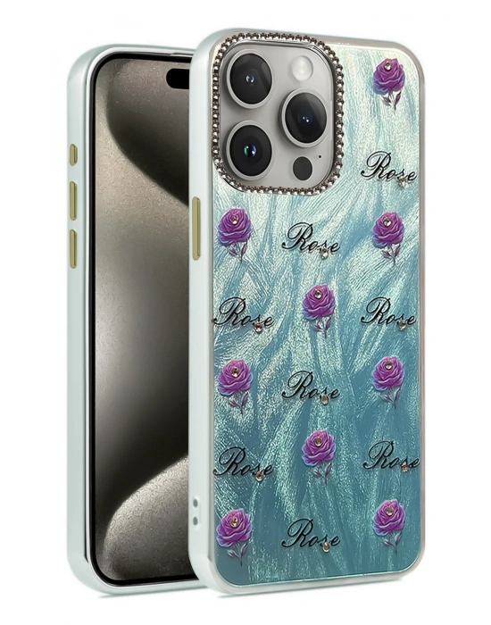 Newface iPhone 15 Pro Max Kılıf Blade Aynalı Desenli Kapak - Desen 9