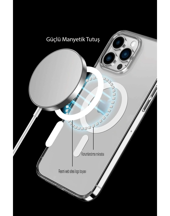 Newface iPhone 15 Pro Max Kılıf Tron Şeffaf Magsafe Kapak - Şeffaf