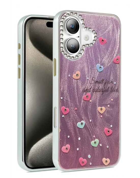 Newface iPhone 16 Plus Kılıf Blade Aynalı Desenli Kapak - Desen 8