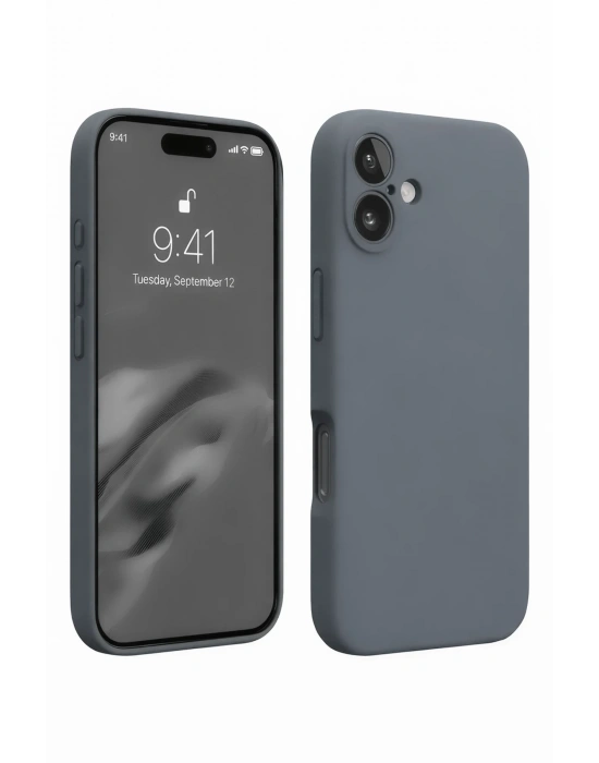 Newface iPhone 16 Plus Kılıf Nano içi Kadife Silikon - Gri