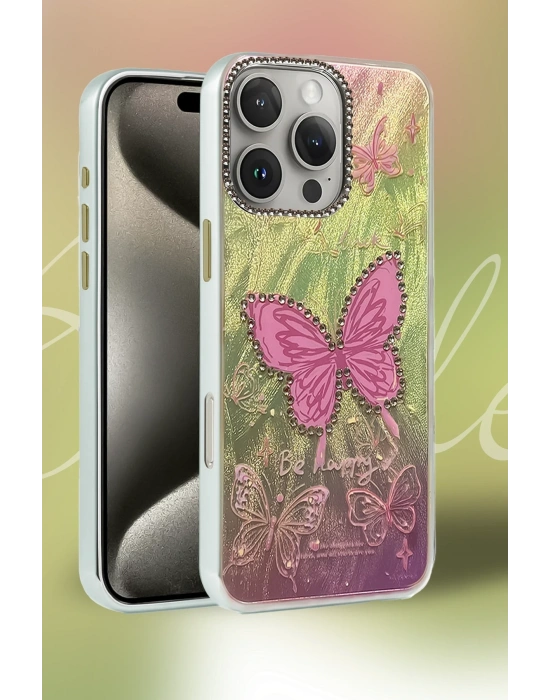 Newface iPhone 16 Pro Max Kılıf Blade Aynalı Desenli Kapak - Desen 8