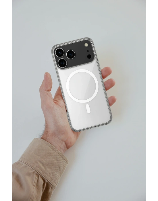 Newface iPhone 17 Pro Max Kılıf Magneticsafe Şeffaf Silikon - Şeffaf