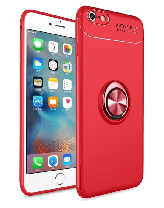 Newface iPhone 6 Kılıf Range Yüzüklü Silikon - Kırmızı