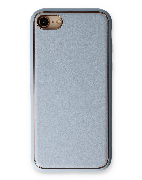 Newface iPhone 7 Kılıf Coco Deri Silikon Kapak - Açık Mavi