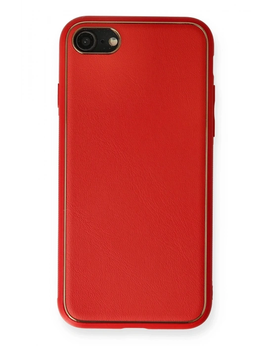Newface iPhone 7 Kılıf Coco Deri Silikon Kapak - Kırmızı
