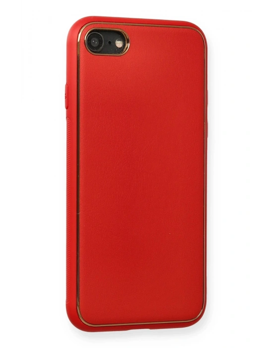 Newface iPhone 7 Kılıf Coco Deri Silikon Kapak - Kırmızı