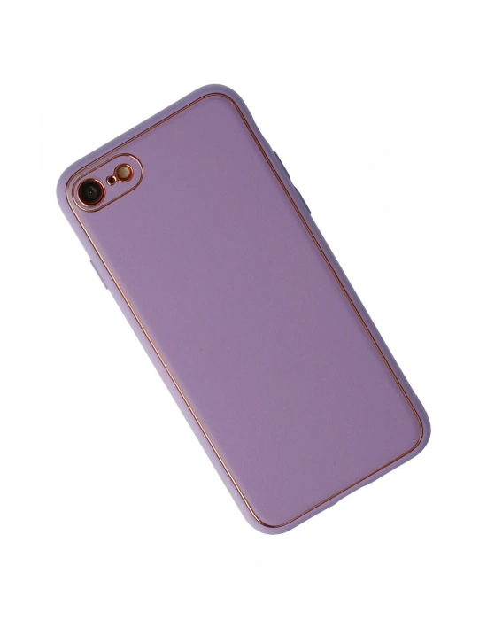 Newface iPhone 7 Kılıf Coco Deri Silikon Kapak - Lila