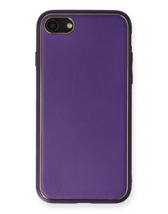 Newface iPhone 7 Kılıf Coco Deri Silikon Kapak - Mor