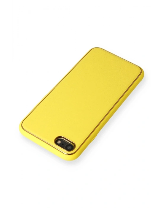 Newface iPhone 7 Kılıf Coco Deri Silikon Kapak - Sarı