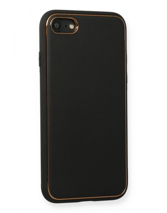Newface iPhone 7 Kılıf Coco Deri Silikon Kapak - Siyah