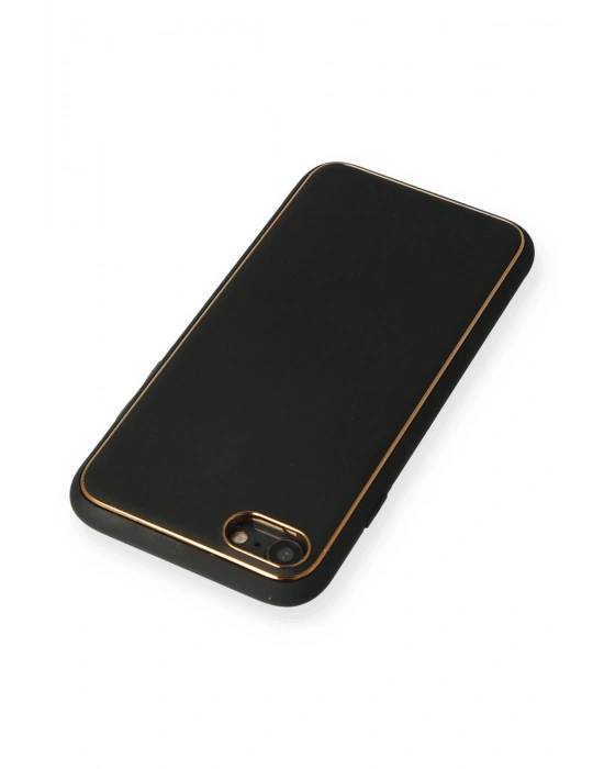 Newface iPhone 7 Kılıf Coco Deri Silikon Kapak - Siyah