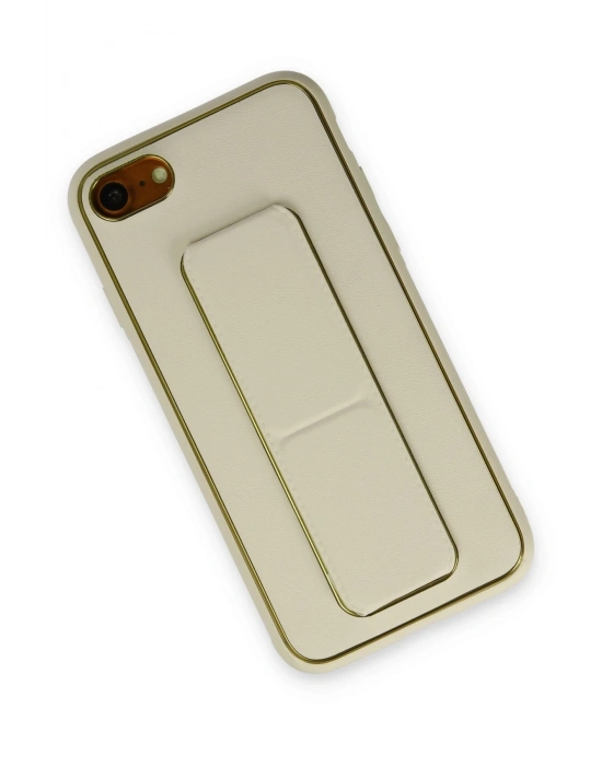 Newface iPhone 7 Kılıf Coco Deri Standlı Kapak - Beyaz