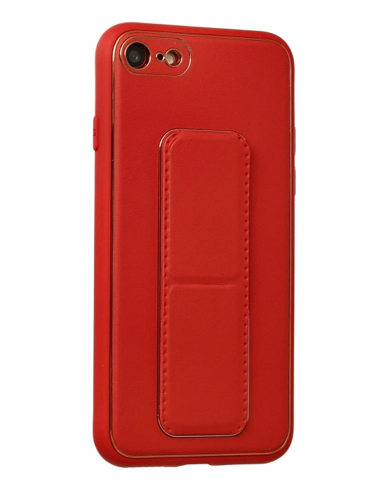 Newface iPhone 7 Kılıf Coco Deri Standlı Kapak - Kırmızı