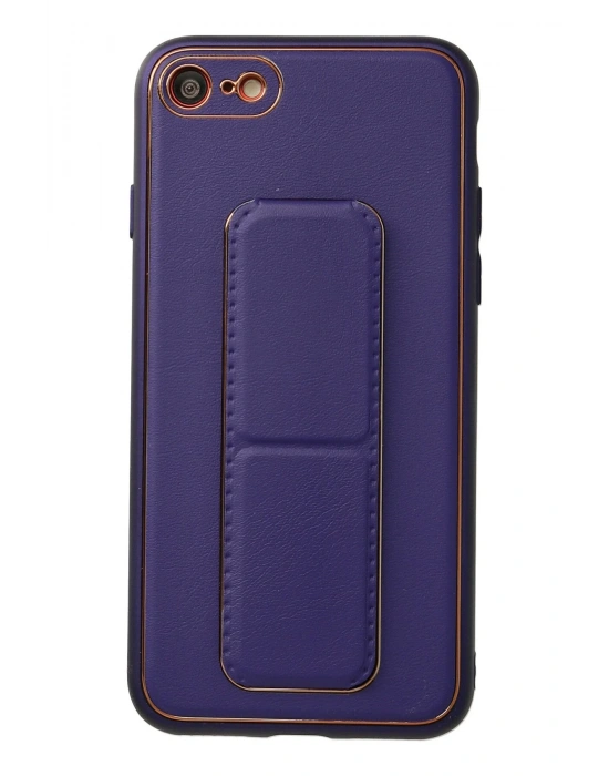 Newface iPhone 7 Kılıf Coco Deri Standlı Kapak - Mor